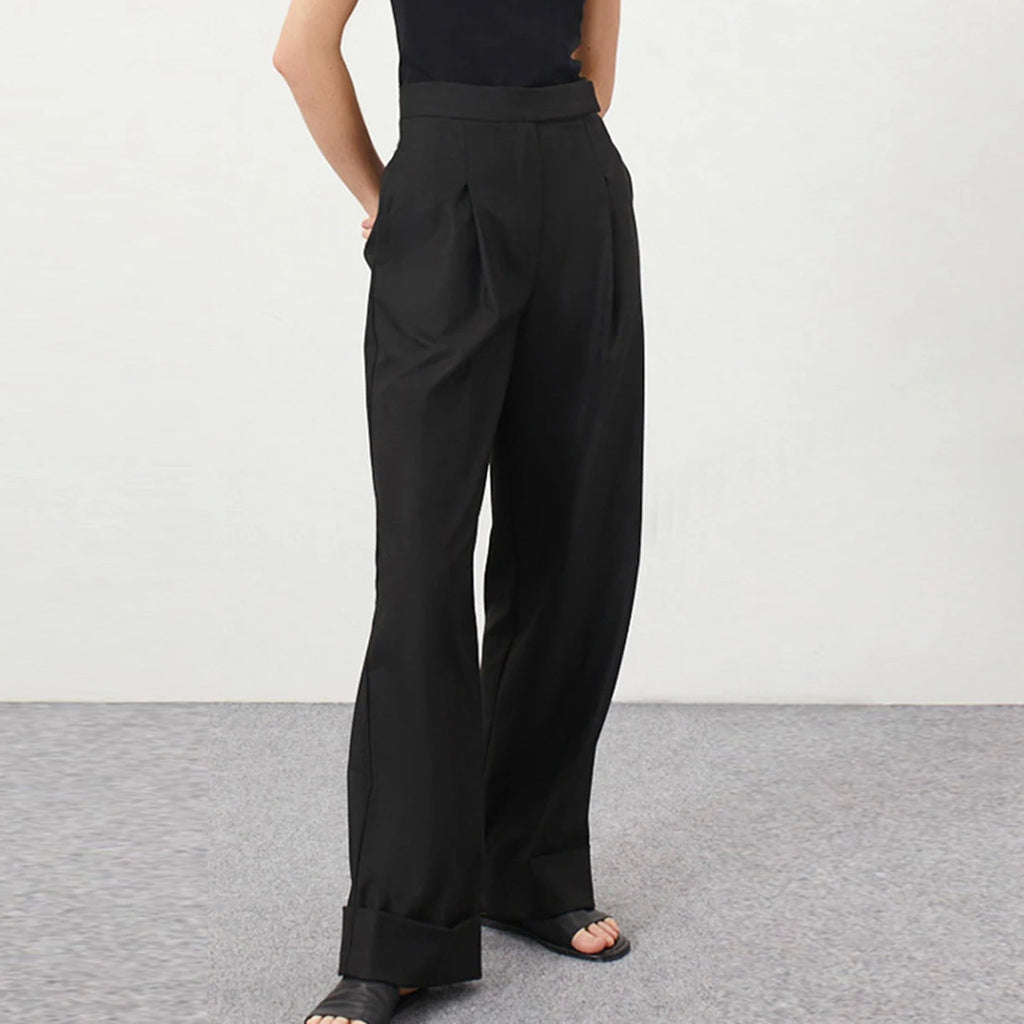 Parc Fee Fashion Loose Black Office Women's Pants Casual High Waist Wide Trousers Elegant Classic Full Length Pants Female