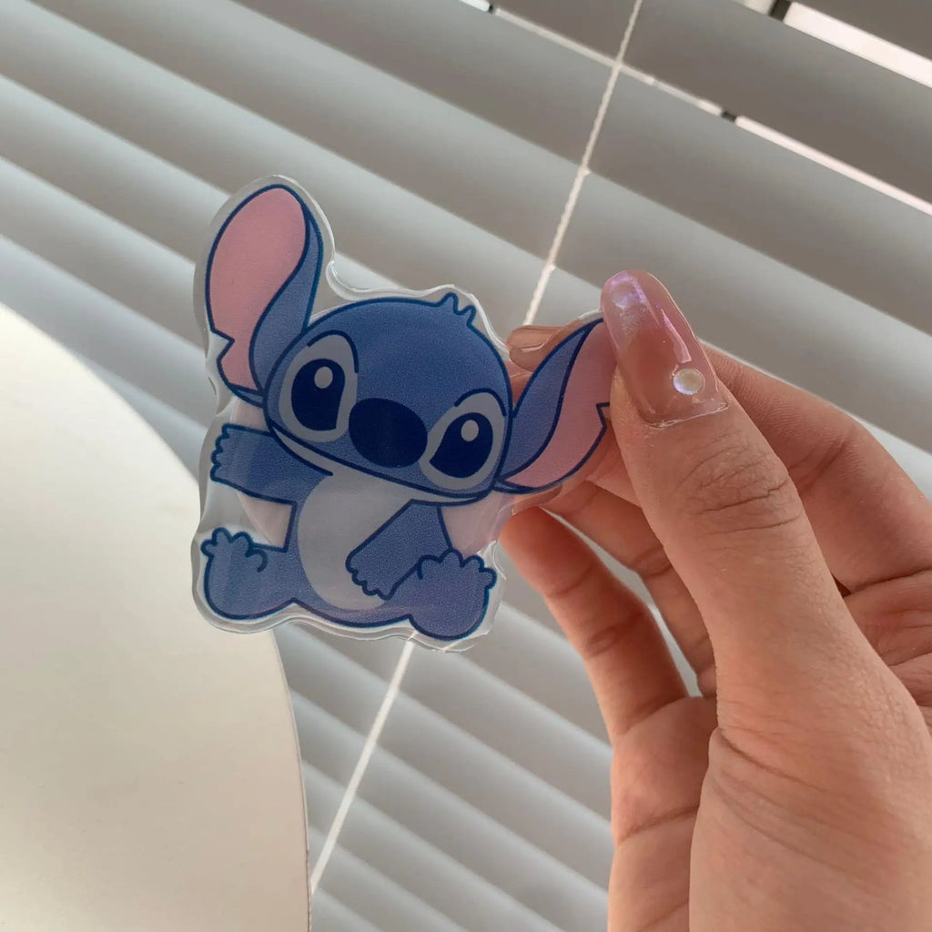 Cartoon Anime Stitch Foldable Phone Holder Cute Stitch Lazy Bracket Back Sticker Retractable Air Cushion Stand Phone Accessories