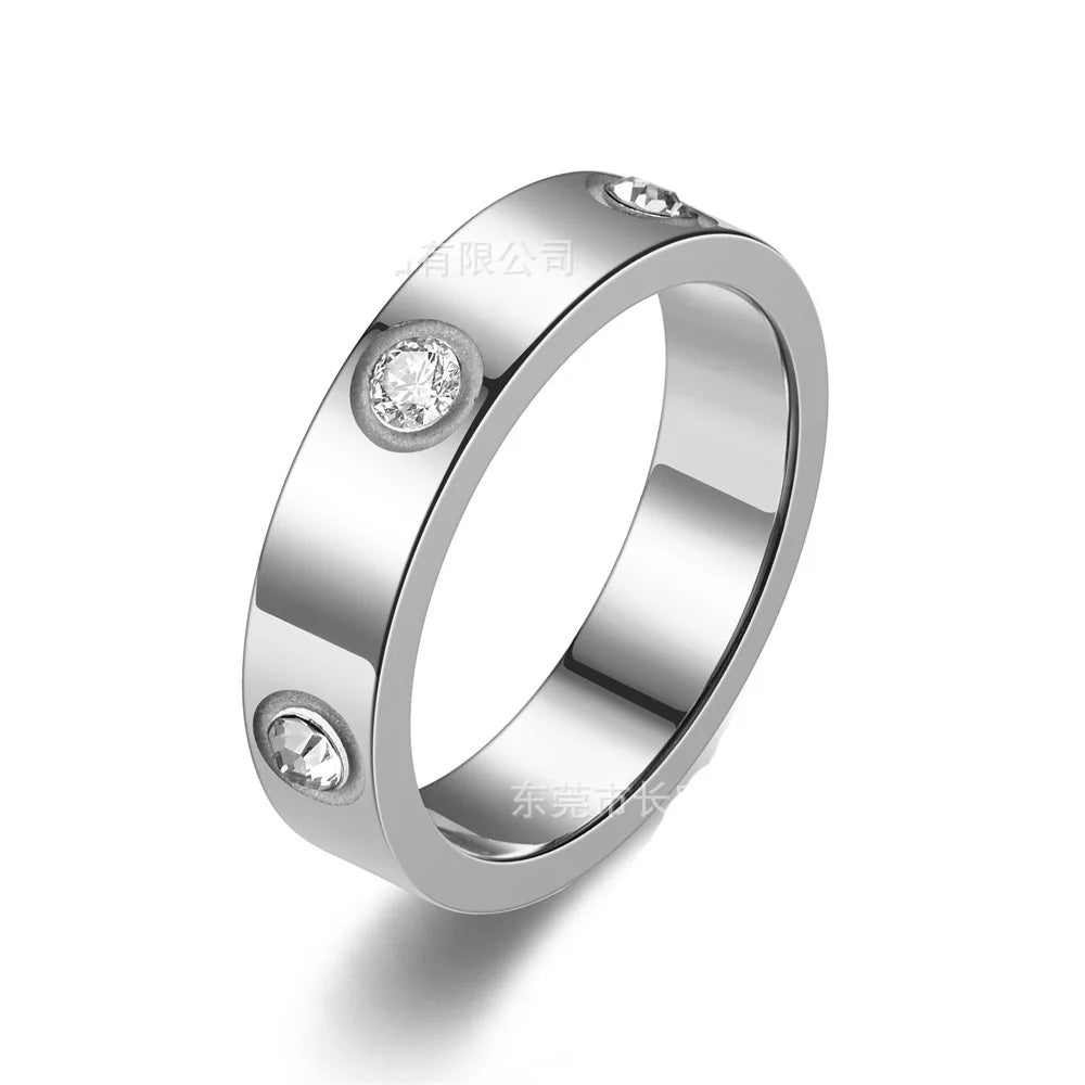 Stainless steel PVD plated 18k gold cartire cross zircon stone love couple ring for men women Valentine's Day birthday gift