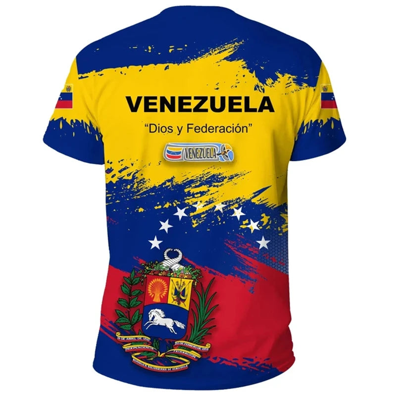 3d Print Venezuela Flag T-Shirt For Men Summer Round Neck Short Sleeve Tees Gym Sports Oversized T Shirts Tops Male Clothes