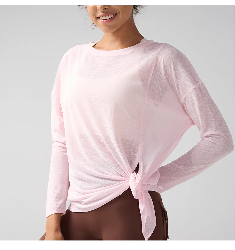 Gym Sports Tops Workout T-shirts Women Yoga Clothing Running Loose Slim Quick Dry Training Long Sleeve Blouse Fitness Tops👚