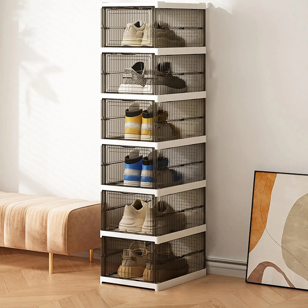 Shoe Rack Clear Shoe Storage Organizer Foldable Clear Stackable Box for Bedroom Hallway Home Dormitory Boot Workplace Sneaker