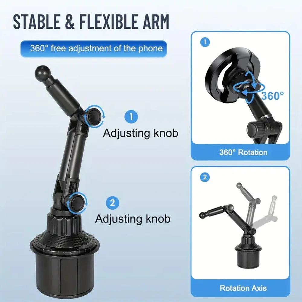 Magnetic Phone Holder Installation of Water Cup in Car for Magsafe IPhone 16 15 14 13 12 Samusng Xiaomi 360° Rotation Cell Mount