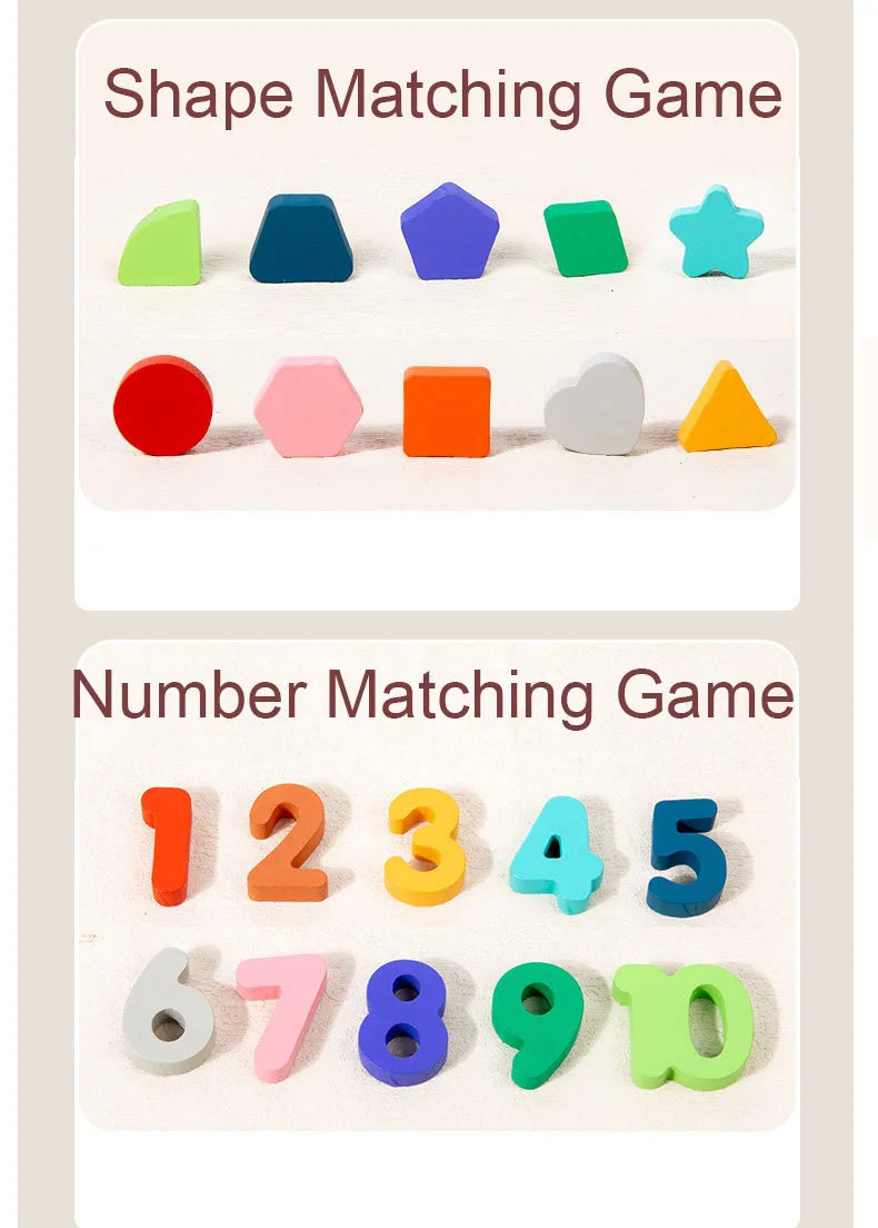 Toddler Montessori Toys Shape & Number Matching,Fishing Game,Animal PuzzleTo Exercise Fine Motor Skills For Boys and Girlsl