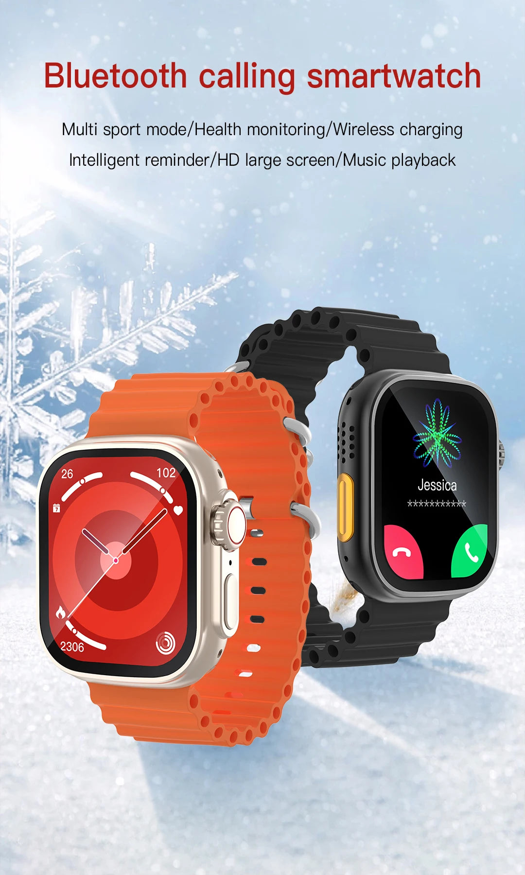 Smart Watch For Men Women 2.01" HD Screen Heart Rate Blood Pressure Monitor Fitness Tracker Calorie Counter Cycling Sport Watch