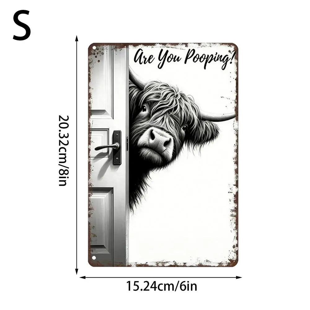 Cow Bathroom Wall Art Vintage Restroom Decoration Humorous Toilet Wall Sign for Homeowners Renters Apartment Office Hotel Powder