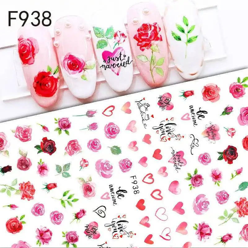 1PCS Valentine's Day Nail Stickers Cartoon Love Nail Supplies Nail Decals for Ladies Nail Art Decoration