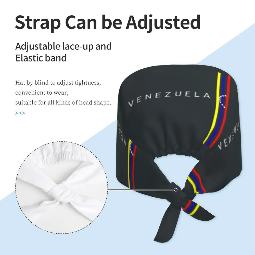Custom Flour Bread VZLA Venezuelan Working Hat Women Men America VZLA Surgical Hat Scrub Nursing Doctor Surgeon Cap for Dentist