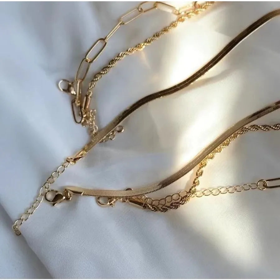 14K Gold Silver Plated Snake Chain Necklace Herringbone Necklace Gold Choker Necklaces for Women Girl Gifts Jewelry