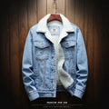 Winter Men's Fleece-Lined Denim Jacket Korean Fashion Windproof Warm Multi-Pocket Lapel Jacket Man High Street Vintage Jean Coat