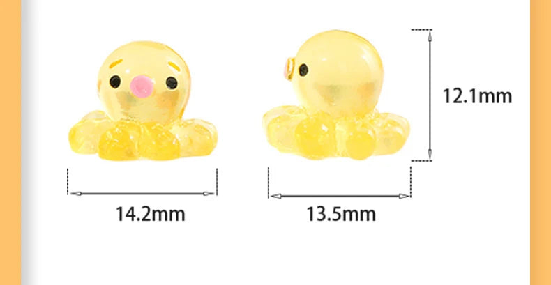 10 Pcs Glow-in-the-dark Cute Octopus Resin Desktop Decorations Ornaments
