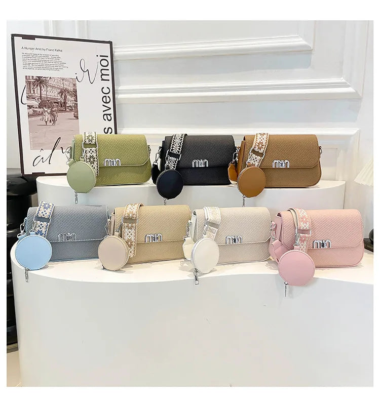 ‌2025 Korean-Style Wide Strap Bag - Crossbody/Shoulder/Handheld Multi-Way Purse, Trendy Small Handbag for Women