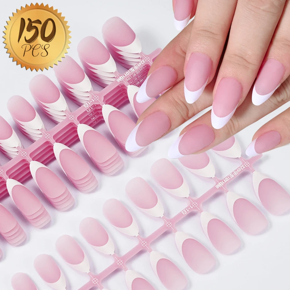 100pcs Light Pink Press-On Nails | Short & Medium Square | 10 Sizes Full Cover Nail Tips