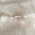 Lxalry Platinum Rhinestone Ring – 4-Claw Double Stone, Handmade Lightweight Jewelry for Day to Night