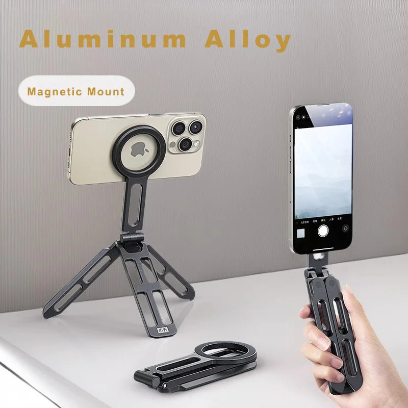 Magnetic phone holder, foldable phone tripod, suitable for iPhone 17/16/15/14/13/12 Pro Max, suitable for all Android phones
