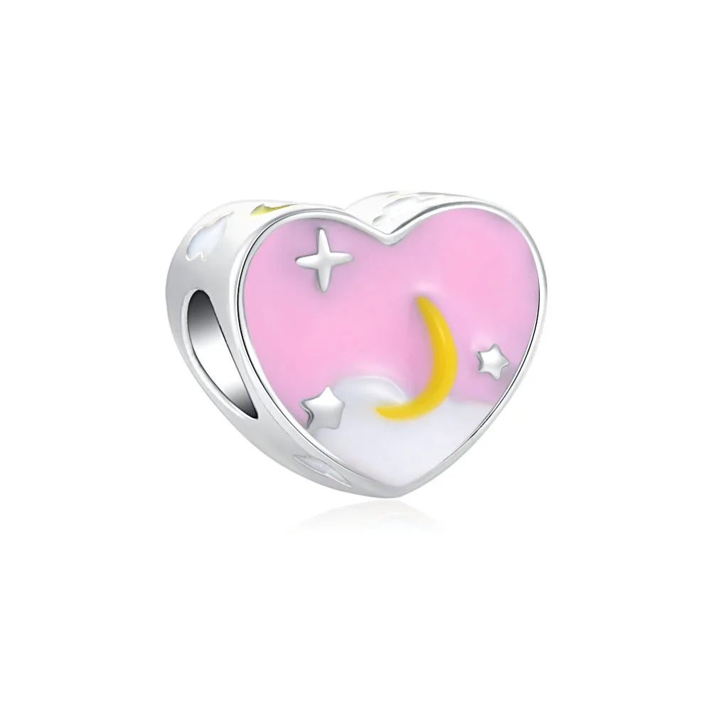 925 Sterling Silver House Star Moon Colorful Heart Pendans Beads Diy Fit Original Pendant Charm Bracelet Necklace Women Jewelry