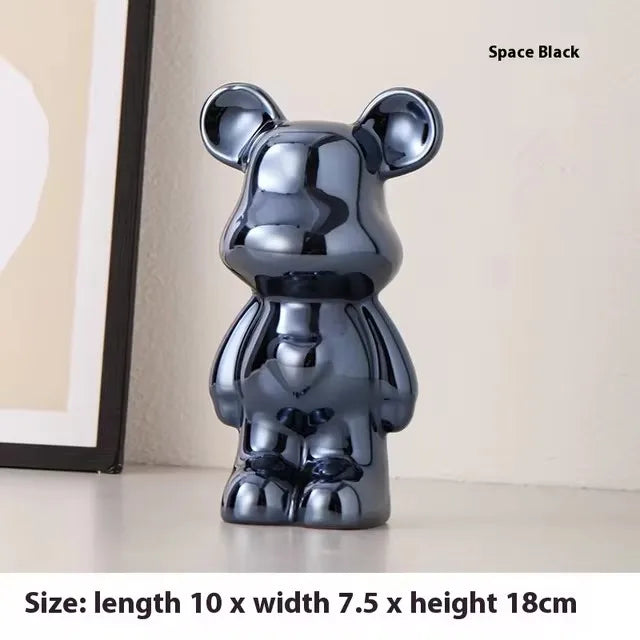 Ceramic Cartoon Teddy Bear Figurine Love Bear Ornament Living Room Small Piggy Bank Wine Cabinet Desktop Home Decoration
