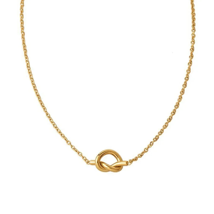 Stainless Steel Knot Women's Necklace Stylish Design 14K Gold Plated Jewelry
