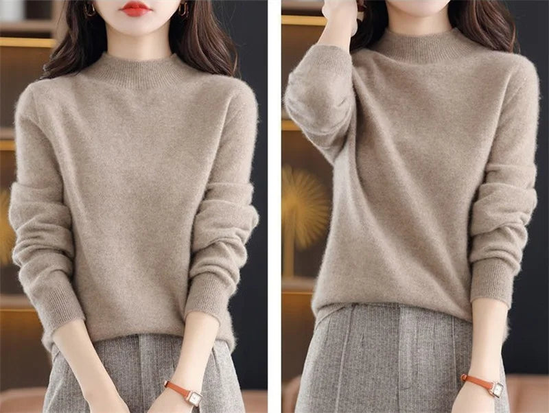 Womens Sweaters 2023 New Fashion Turtleneck Sweater Women Soft Knitted Ladies Sweater Winter Tops Pullover Jumpers Ladies