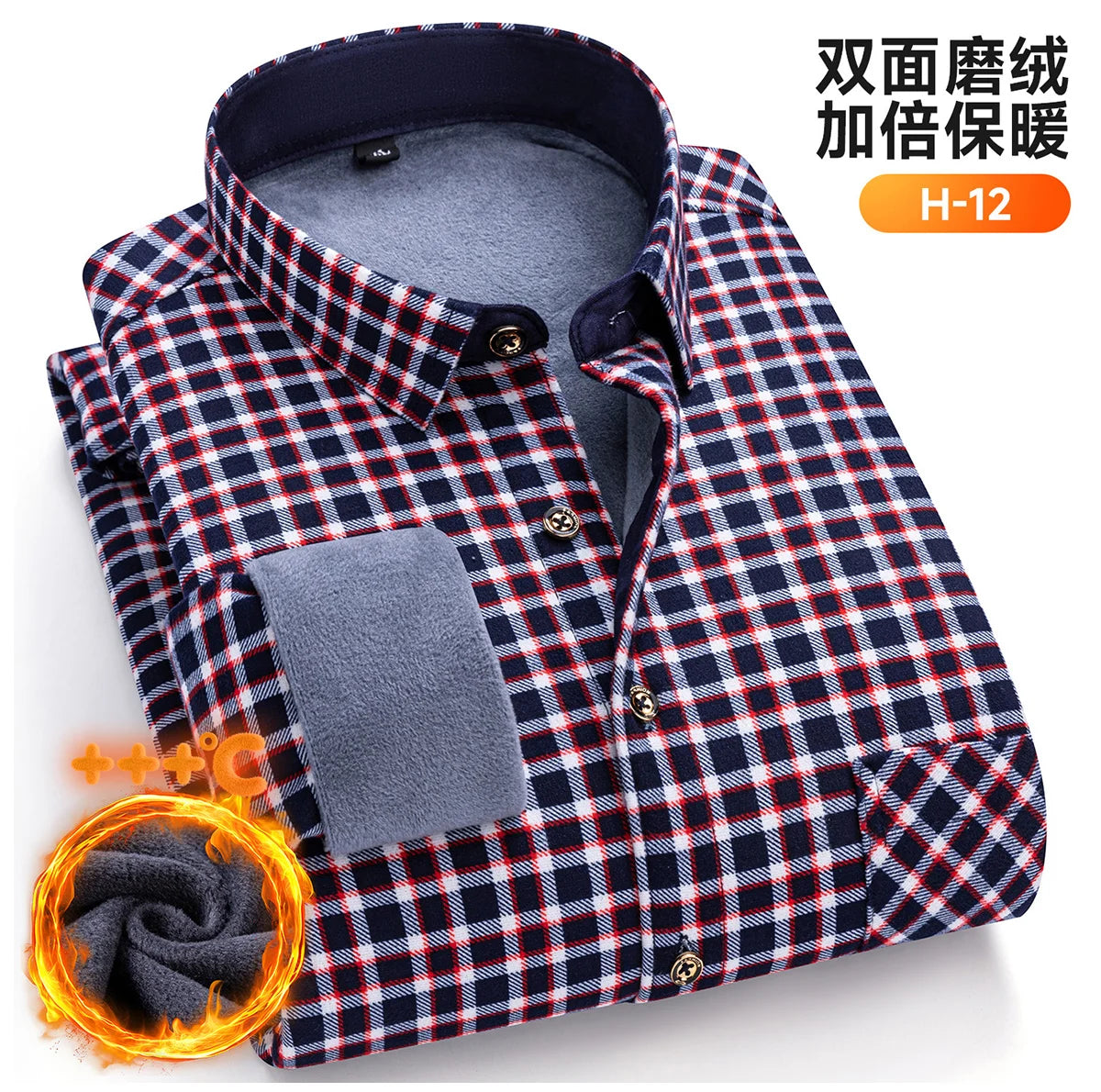 Winter Warm Men's Plaid Shirts Thickened Flannel Casual Menswear Long Sleeve Plus Size Office Workwear Casual Male Check Shirts
