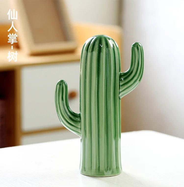 Minimalist Ceramic Cactus Ornament Creative Home Craft Decor for Living Room Entrance Desktop Business Gift