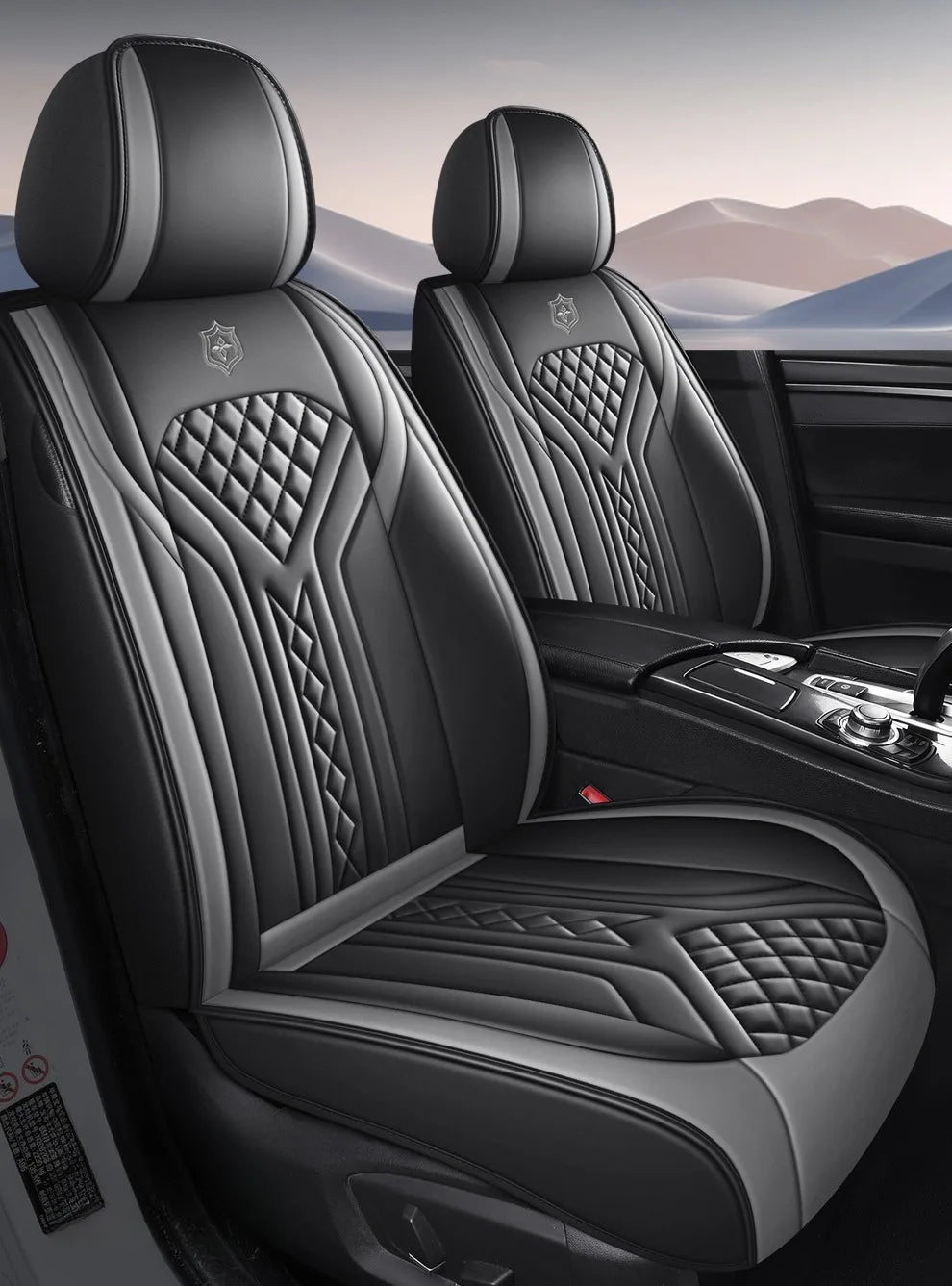 5 Seats PU Leather Car Seat Covers Full Coverage Split Headrest Soft Sponge Filled Comfortable Wear Resistant Non Slip