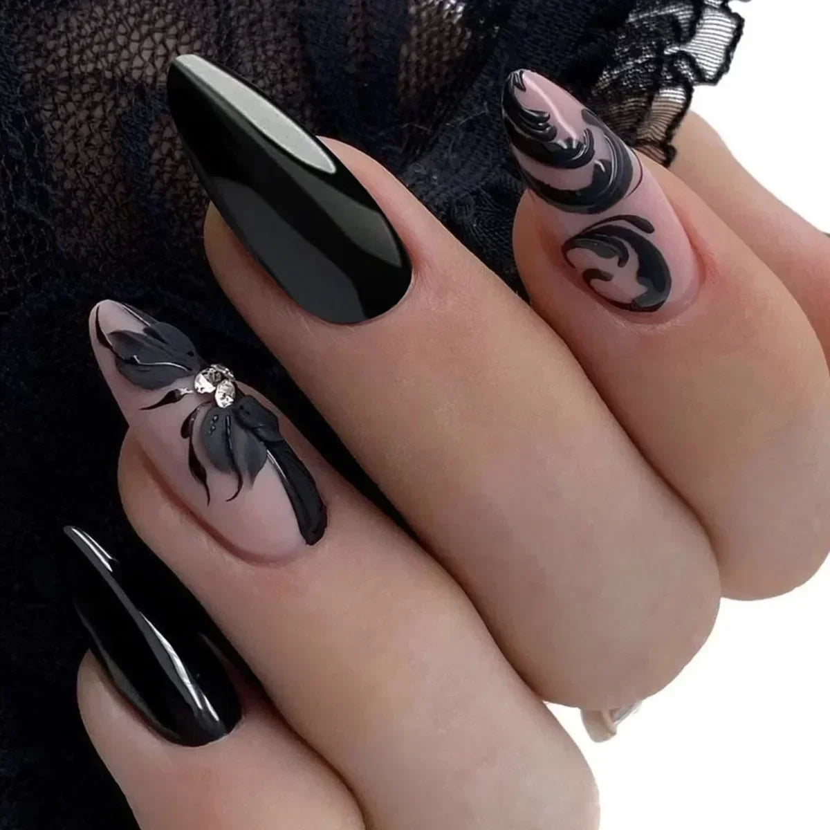 Autumn Matte Press-On Nails | 24pcs Rose Leaf Almond | Full Cover Acrylic Nail Tips with Glue