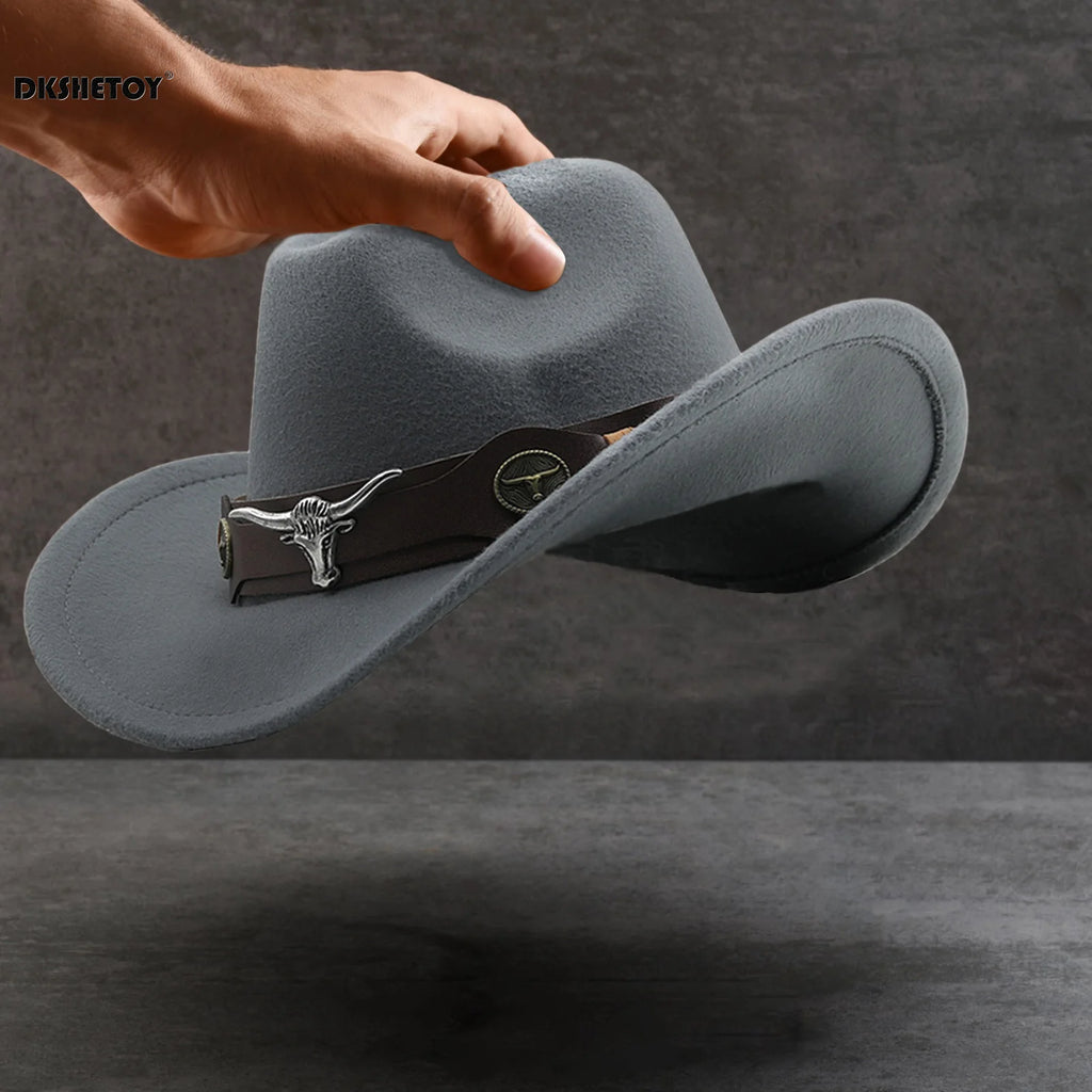 Fashion Cowboy Hats Wide Brim Cowboy Cowgirl Panama Hat with Retro Belt for Dress-Up Parties Costume