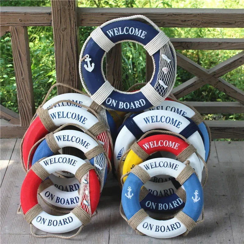 Mediterranean Style Foam Lifebuoy Hanging Tire Decoration Bar Window Background Wall Decoration Wall