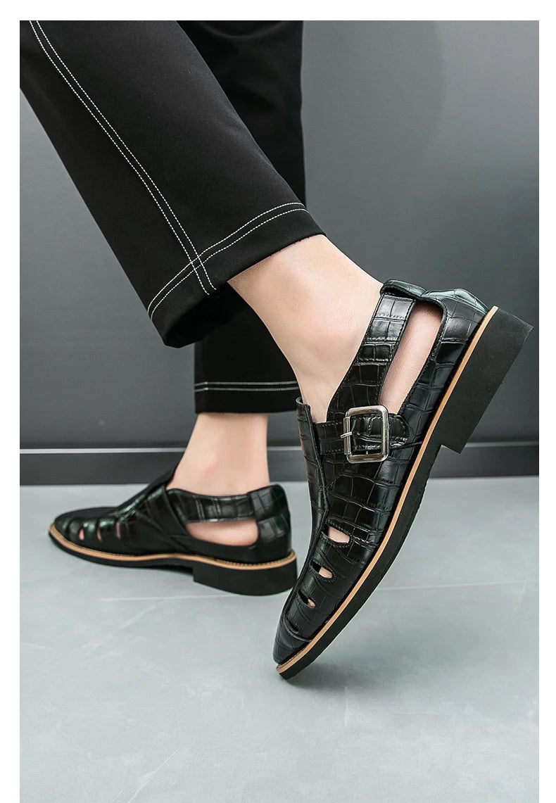 Summer New Sandals Comfortable, Lightweight, Personalized, Handsome, Fashionable, Popular, One Step Men's Leather Shoes
