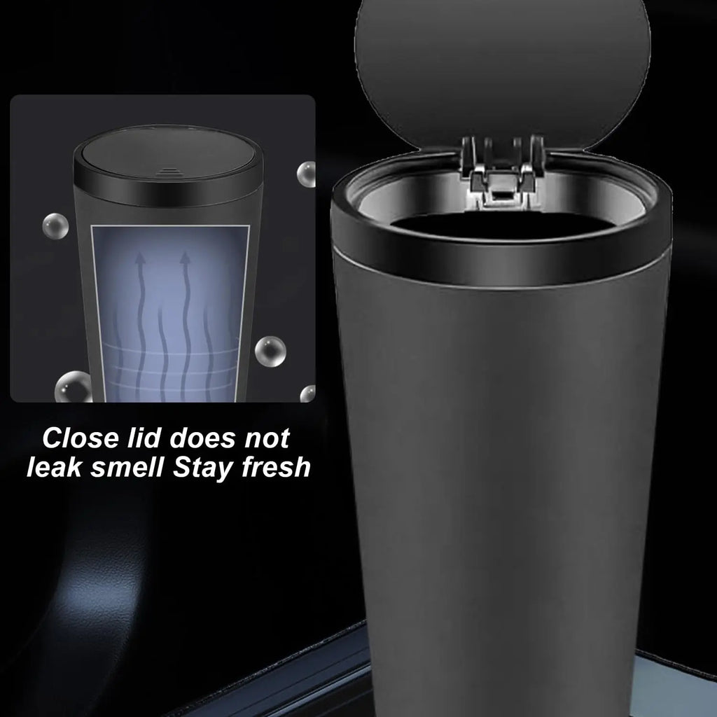 Compact Leakproof Mini Car Trash Can with Easy-Press Pop-Up Lid Durable Odor-Blocking Waterproof ABS Bin for Cup Holders Storage