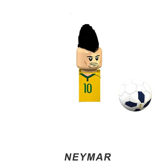 World Famous Football Players Figurine Messi Ronaldo Neymar Lewandowski Mini Action Building Block Model Toy Kids Gifts