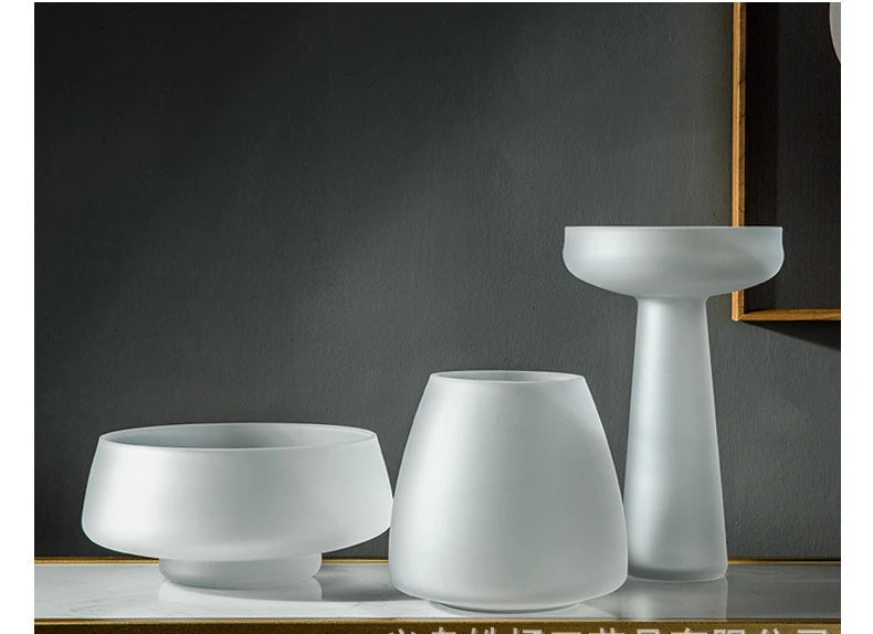 Nordic Light Luxury Home Decor Frosted Glass Vase