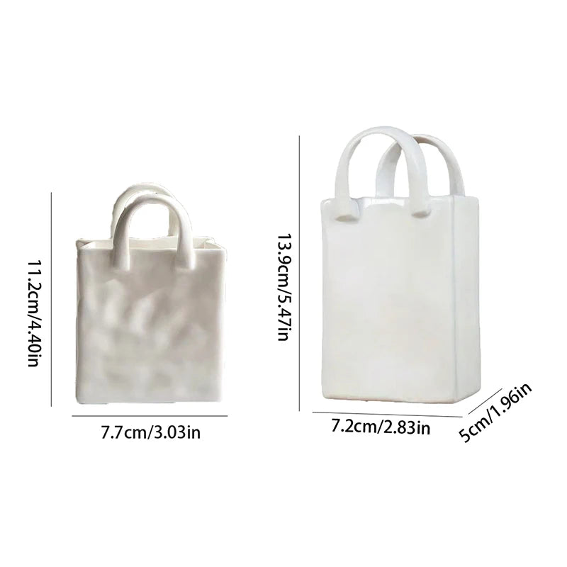 Handbag Shape Vase Modern Decorative White Vase