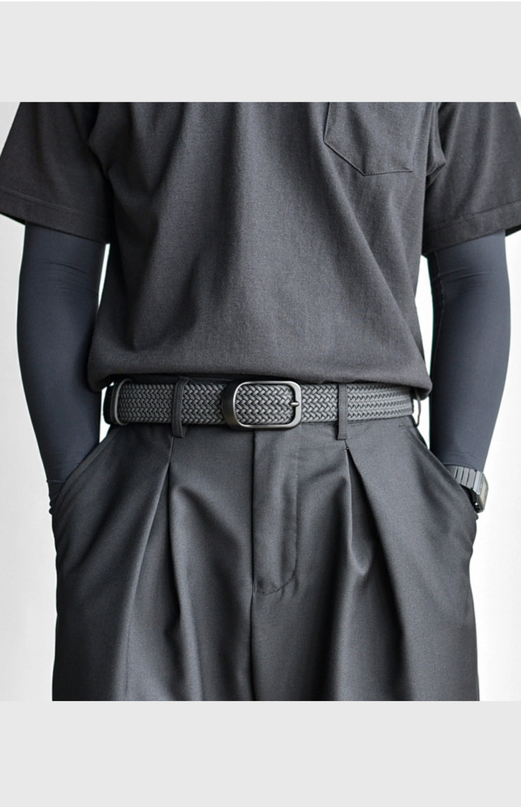 Weaving Belt Men's Fashionable Belt for Young Adults Casual Multifunctional Canvas Pants Belt with Elastic Golf Studs Fabric Lea