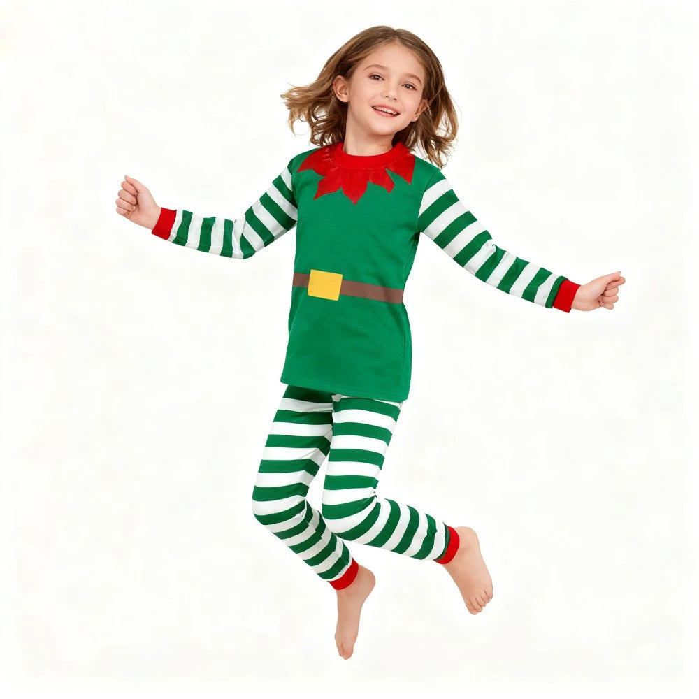 Children's Christmas Long Sleeve Pajama Sets Kids Elf and Santa Claus Sleepwear Boys Pijamas Baby Girls Pjs for Festive Xmas