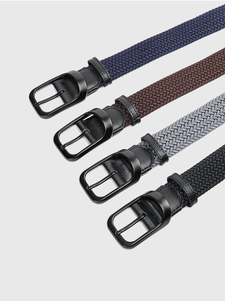 Weaving Belt Men's Fashionable Belt for Young Adults Casual Multifunctional Canvas Pants Belt with Elastic Golf Studs Fabric Lea