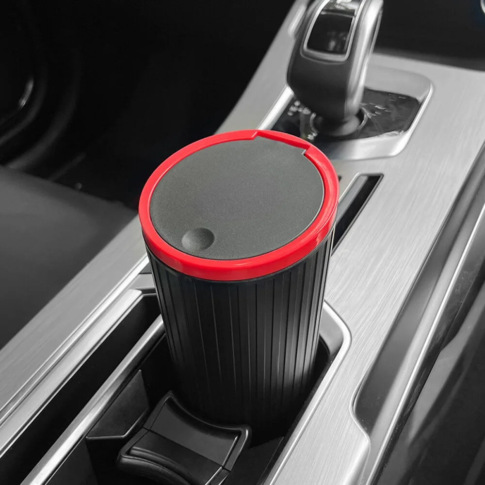 Mini Car Trash Can with Lid, Compact Automotive Garbage Bin Garbage Container Storage Box Bucket Auto Accessories