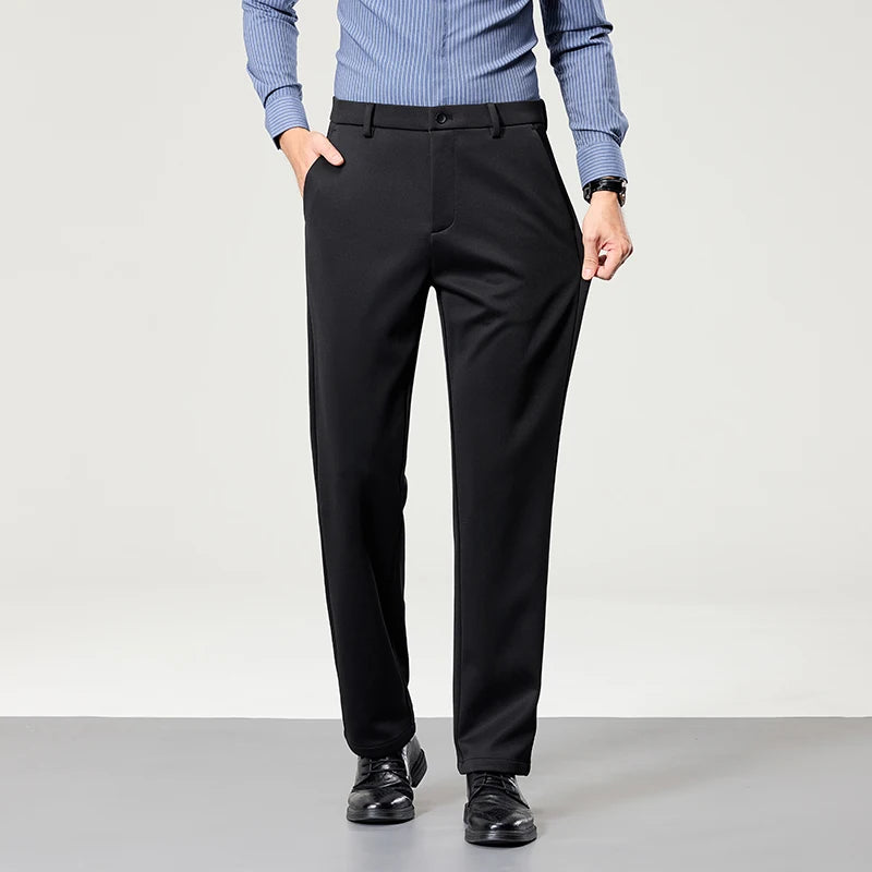 Men's Big Tall Classic Dress Pants High Elasticity Wrinkle Resistant Elegant Casual Straight Leg Business Daily Trousers