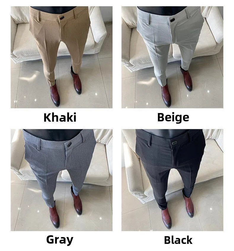 Men Dress Pants Thin Suit Pants Stretch Slim Formal Trousers Calça Masculina Solid Casual Pantalone Hombre Fashion Men Clothing