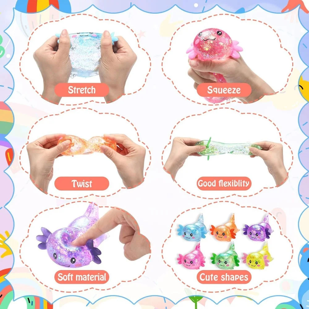 Axolotl Squishy Toy Cute Slow Rising Fidget Toy Soft Squeeze Sensory Toy for Kids and Adults Stress Ball for Anxiety and Focus
