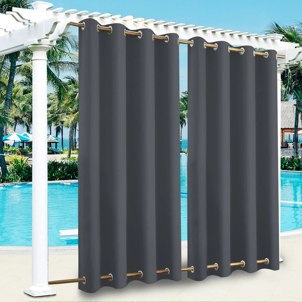 Patio Outdoor Curtain Waterproof Thermal Insulated Double Grommets Sun Block Windproof Window Curtains For Garden Drapes Porch