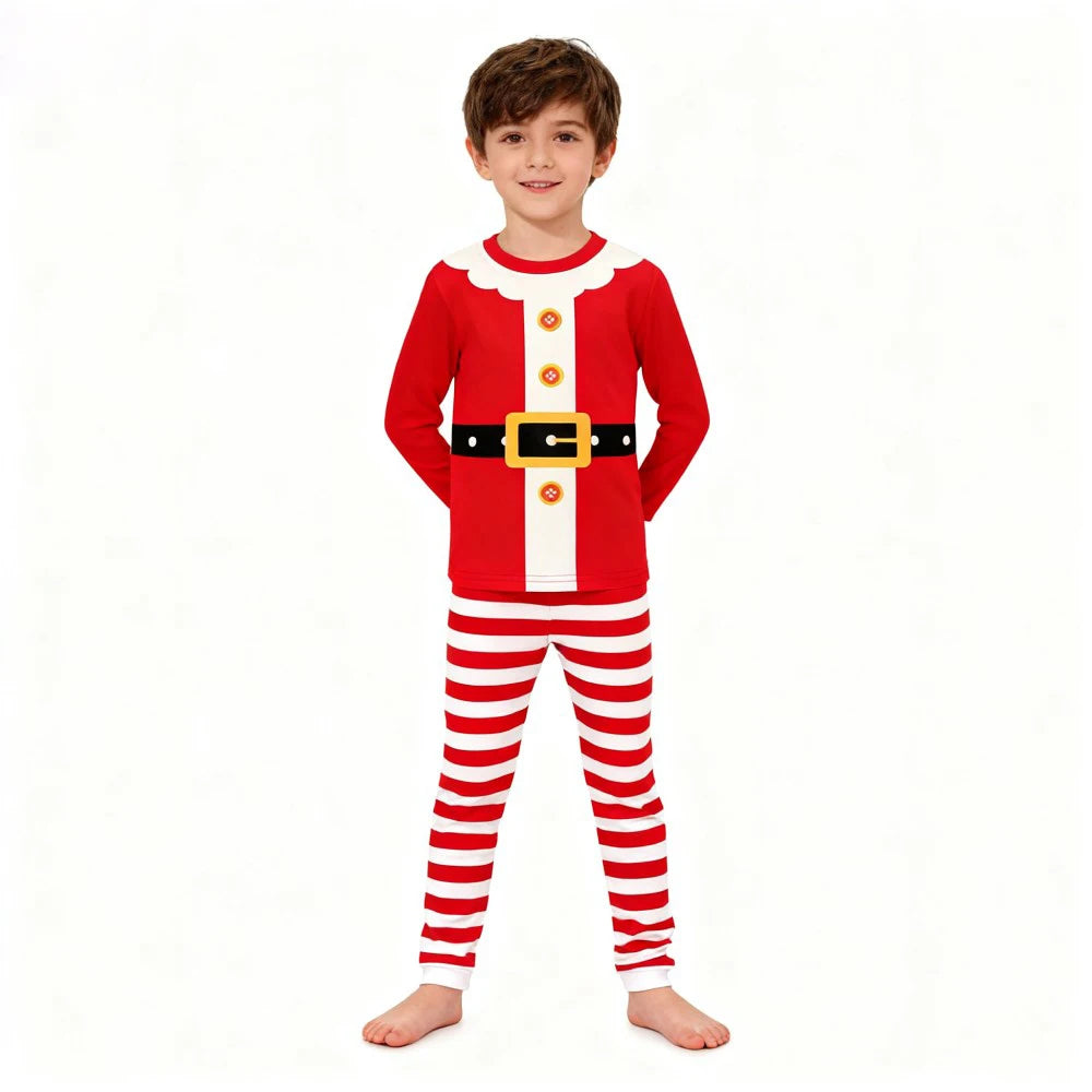 Children's Christmas Long Sleeve Pajama Sets Kids Elf and Santa Claus Sleepwear Boys Pijamas Baby Girls Pjs for Festive Xmas