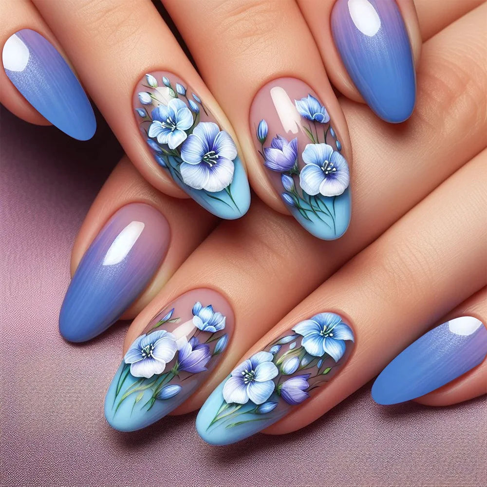 Autumn Matte Press-On Nails | 24pcs Rose Leaf Almond | Full Cover Acrylic Nail Tips with Glue