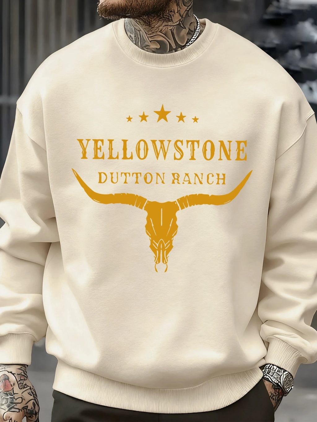 Yellow Stone Dutton Ranch Prints Mens Sweatshirt O-Neck Pullovers Tops Autumn Casual Multicolor Streetwear Fleece Man Clothes