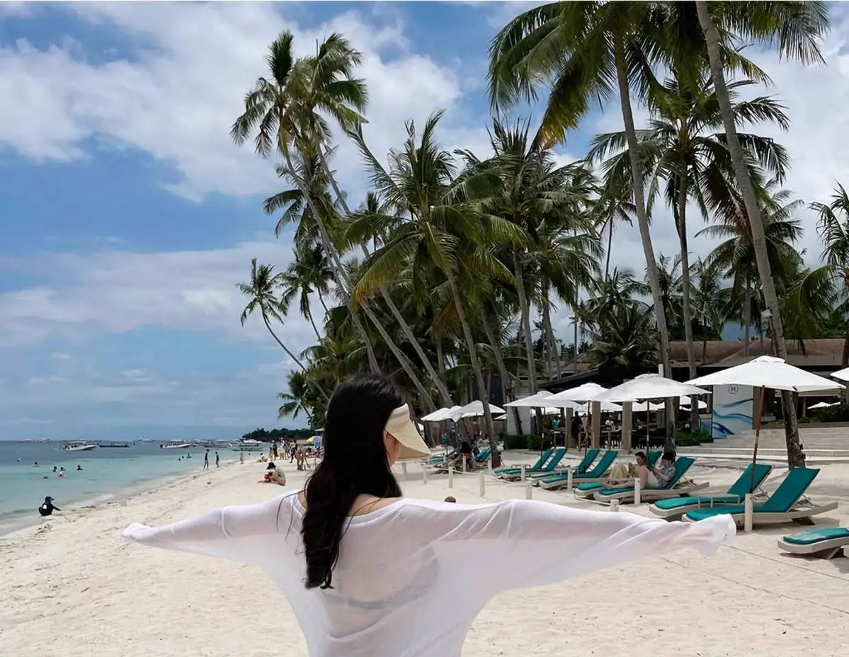 Bikini Swimsuit Cover up Women's Loose Thin Outerwear Casual Sle Long Sve One oulder T Top for Beach Vaion