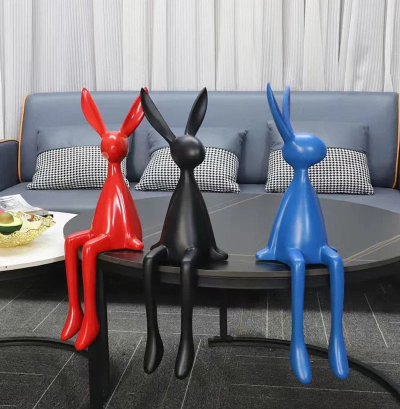 Creative Home Decor Rabbit Statue Abstract Art Sculpture Desk Living Room TV Cabinet Wine Cabinet Handicrafts Ornaments