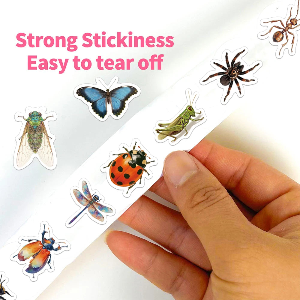 500PCS Creative Insect Roll Stickers Decorative Phone Cases, Notebook DIY Waterproof Stickers