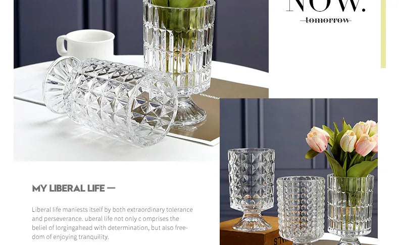 Embossed Vase Glass Crystal Net Red French High-quality