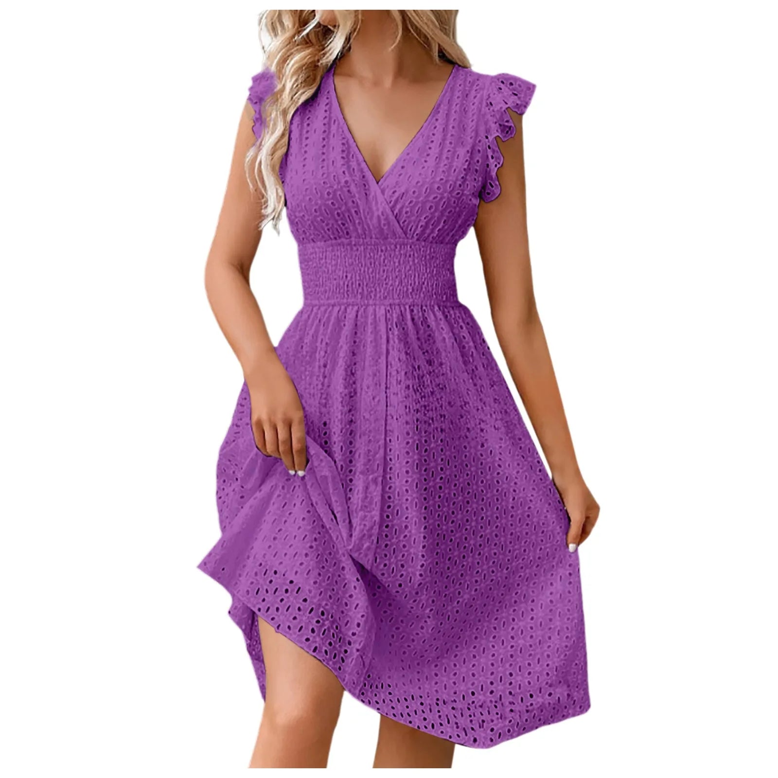 Women's Sexy V-Neck Flare Mini Dress – Summer Vacation Outfit
